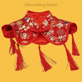 Handcrafted Chinese Inspired Pet Cape Cheongsam Style Cloak With Traditional Knot For Cats Small Dogs Elegant Four Season Pet Cape With Classic Chines
