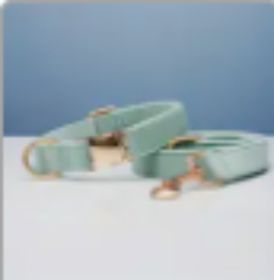 Multiple Colour Velvet Personalise Dog Collar Leash Set With Bow (Option: Cyan set-L)