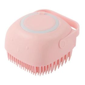 Silicone Dog Bath Massage Gloves Brush Pet Cat Bathroom Cleaning Tool Comb Brush For Dog Can Pour Shampoo Dog Grooming Supplies (Option: Pink-square)