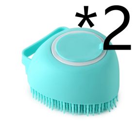 Silicone Dog Bath Massage Gloves Brush Pet Cat Bathroom Cleaning Tool Comb Brush For Dog Can Pour Shampoo Dog Grooming Supplies (Option: Green 2PC-Heartshaped)