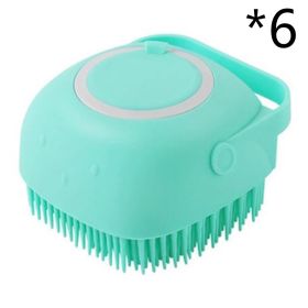 Silicone Dog Bath Massage Gloves Brush Pet Cat Bathroom Cleaning Tool Comb Brush For Dog Can Pour Shampoo Dog Grooming Supplies (Option: Green 6pcs-square)